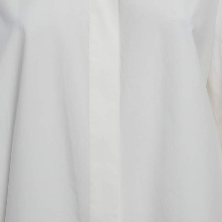 Pre Owned Gucci White Cotton Fly Front Long Sleeve Shirt L