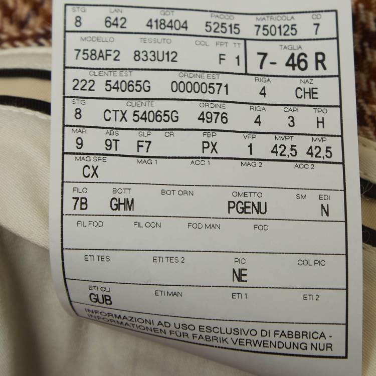Pre Owned Gucci Brown Shepherd Check Wool Tapered Trousers L