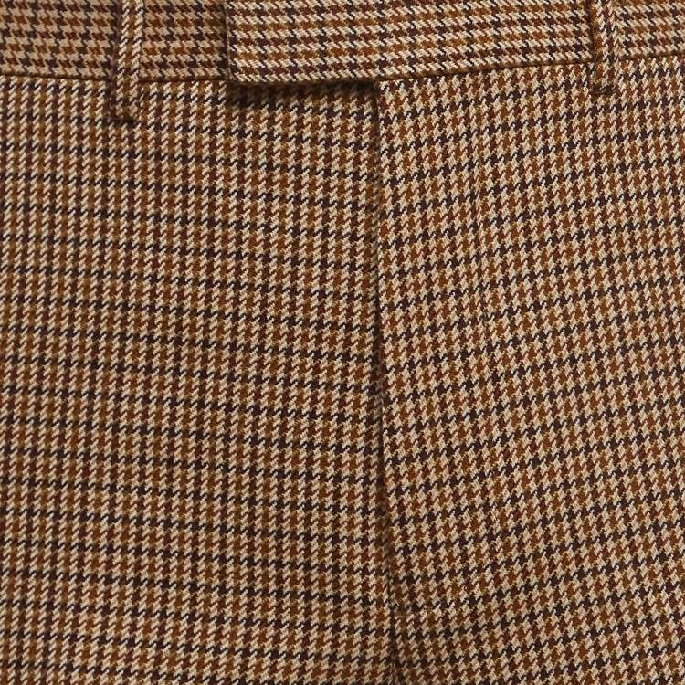 Pre Owned Gucci Brown Shepherd Check Wool Tapered Trousers L