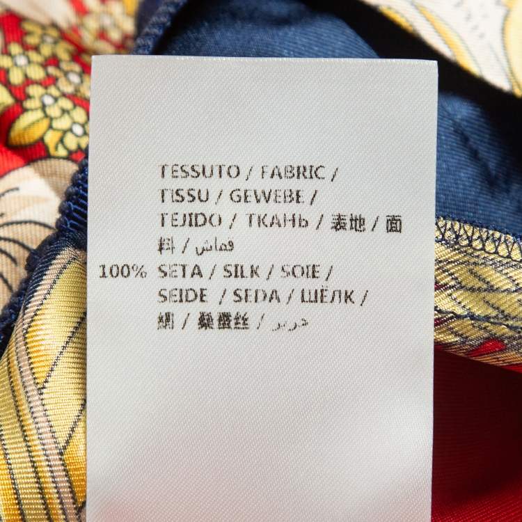 Pre Owned Gucci Multicolor Floral Print Silk Pleated Midi Skirt M