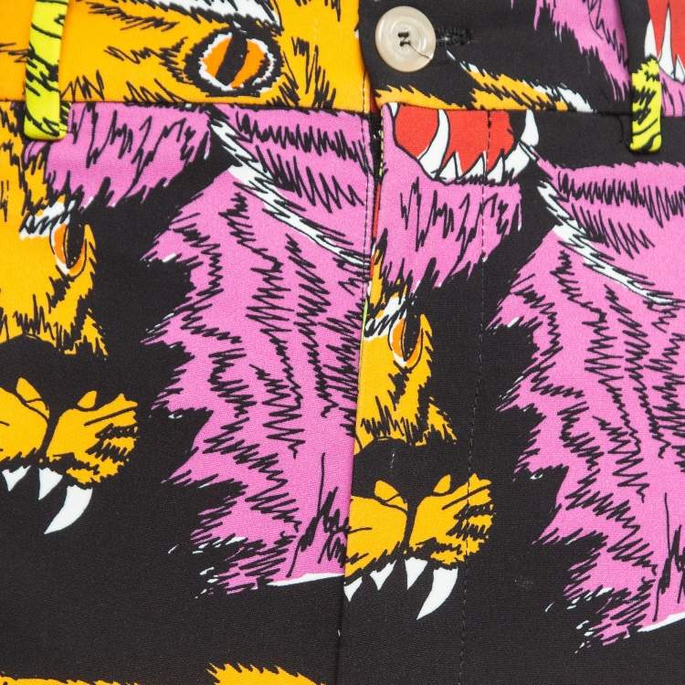 Pre Owned Gucci Multicolor Leopard Print Stretch Crepe Culottes S