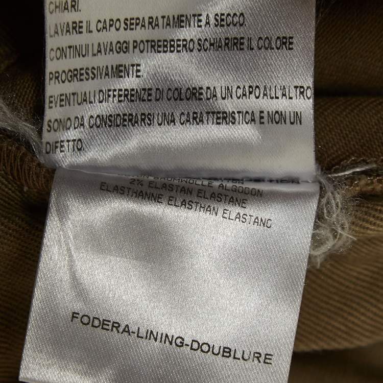 Pre Owned Gucci Green Cotton Zipper Detail Jeans S Waist 28''