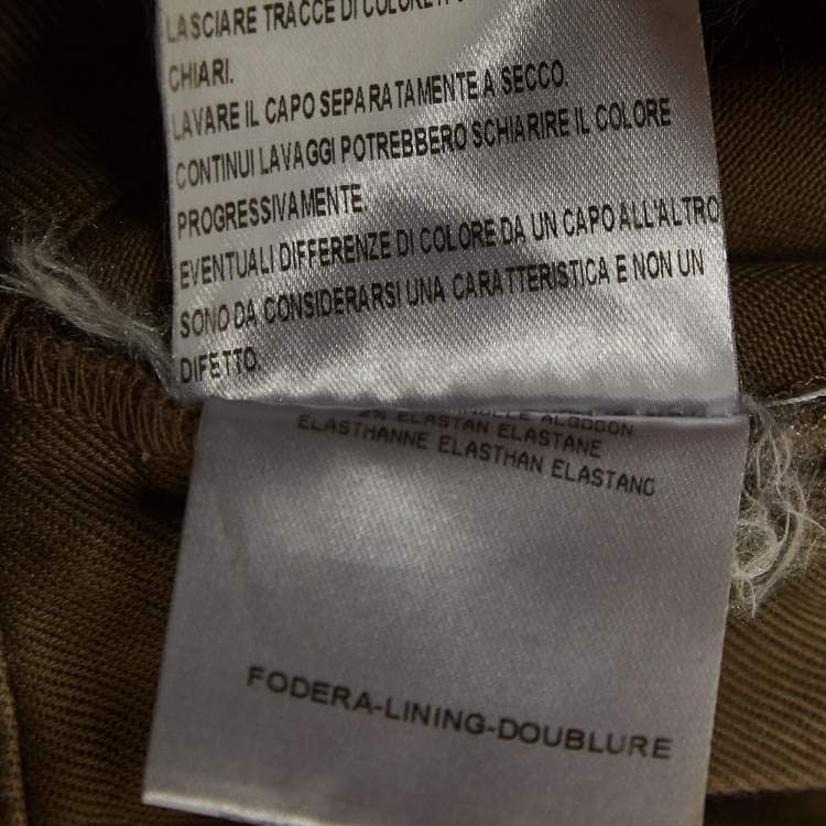 Pre Owned Gucci Green Cotton Zipper Detail Jeans S Waist 28''