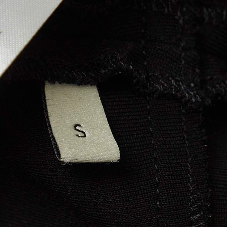 Pre Owned Gucci Black Jersey Web Trim Ruffled Sheath Dress S