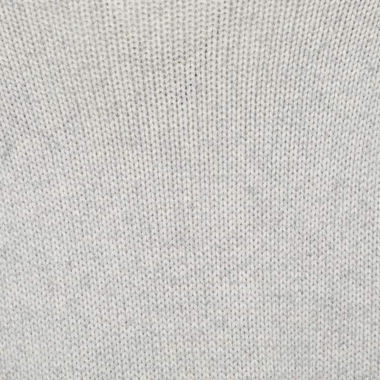 Pre Owned Gucci Cream Camel Wool Knit GG  Embroidered Poncho S