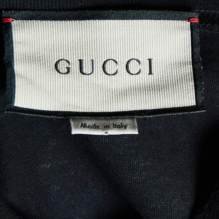 Pre Owned Gucci Black Chateau Marmont Print Cotton Oversized T-Shirt S 