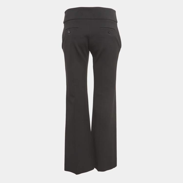 Pre Owned Gucci Black Stretch Knit GG Waist Detail Flared Trousers M