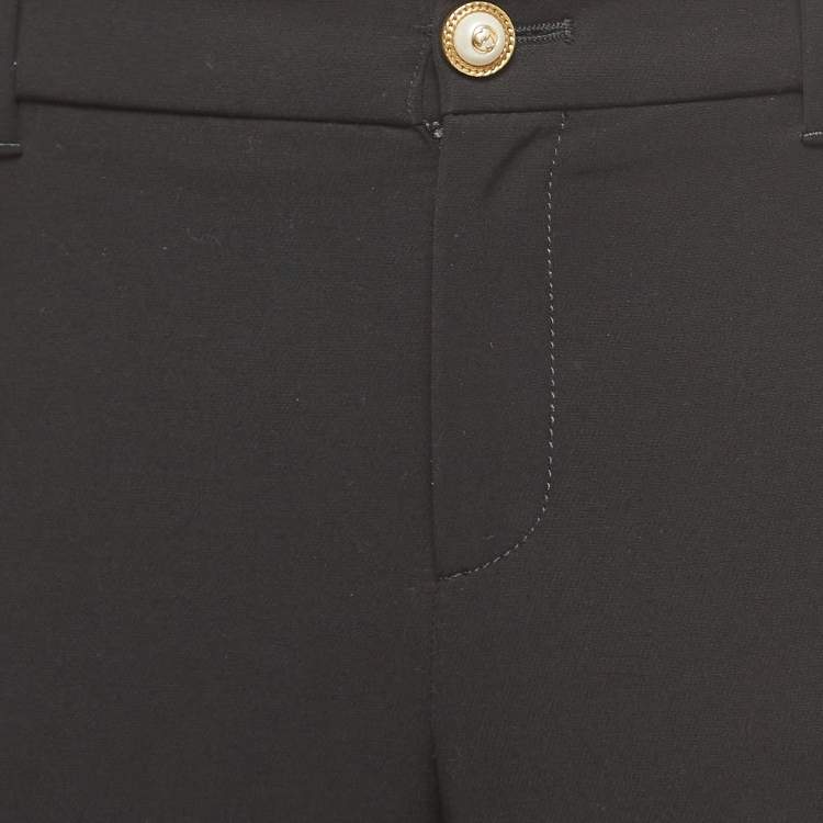 Pre Owned Gucci Black Stretch Cotton Lace Trimmed Skinny Pants M