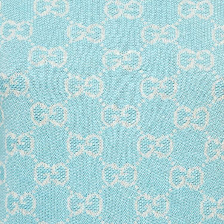 Pre Owned Gucci Light Blue GG Jacquard Knit Top XS