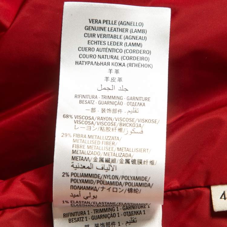 Pre Owned Gucci Black Hollywood Embroidered Leather Bomber Jacket M
