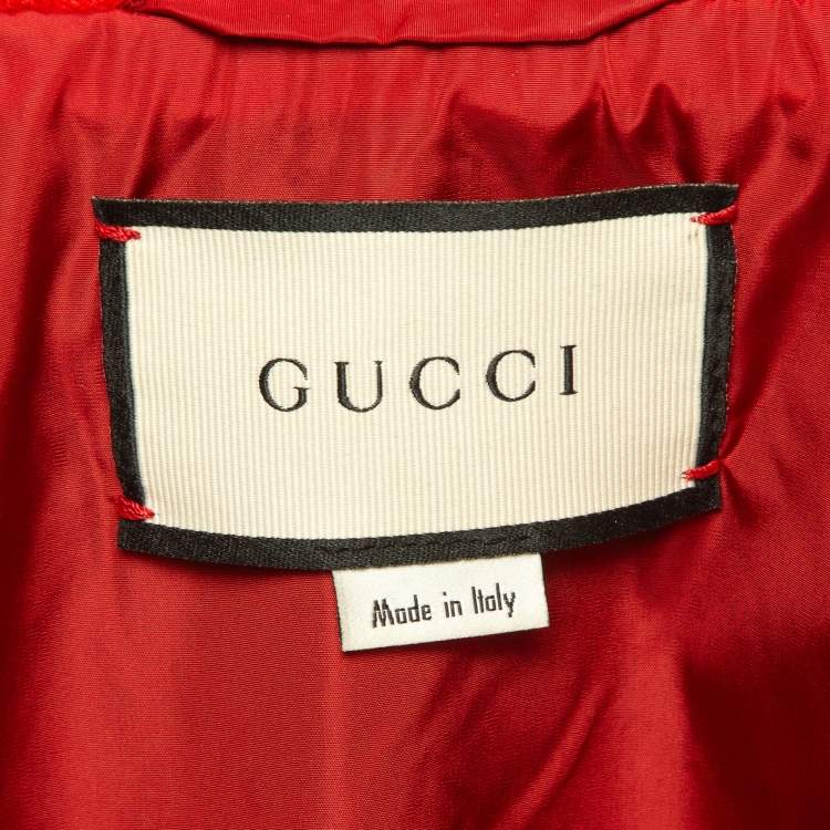 Pre Owned Gucci Black Hollywood Embroidered Leather Bomber Jacket M