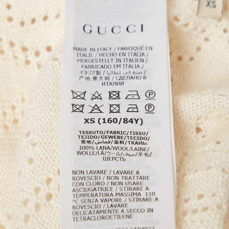 مملوكة مسبقًا Gucci Cream GG Eyelet Wool Knit Crew Neck Top XS