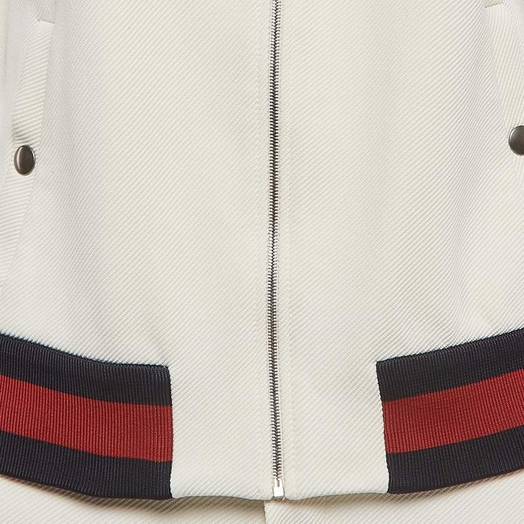 Pre Owned Gucci Cream Contrast Trim Knit Jacket and Shorts Set L/S