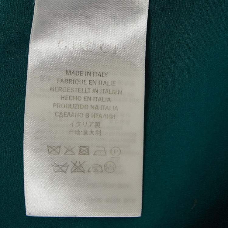 Pre Owned Gucci Dark Green Stretch Silk Half Sleeve T-Shirt M