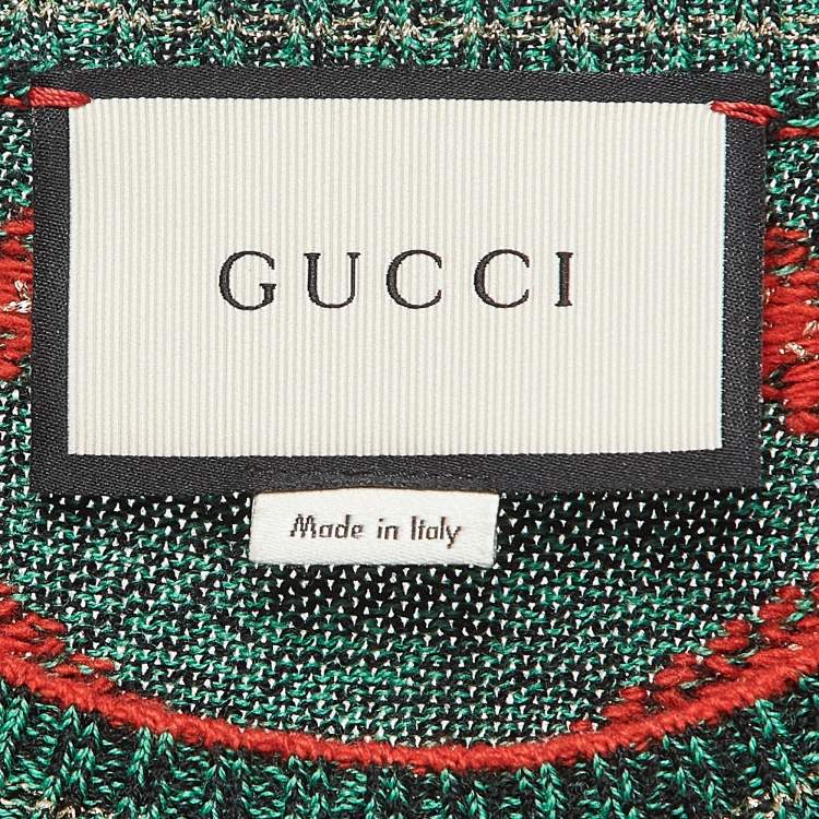 Pre Owned Gucci Green Embroidered Wool Blend Pullover Vest XS