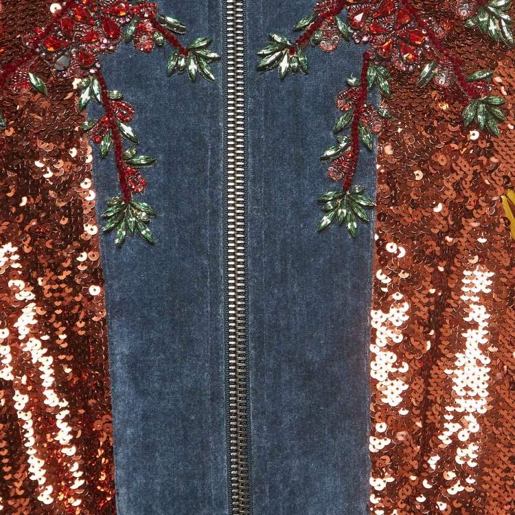 مملوكة مسبقًا Gucci Multicolor Sequined Embroidered Bomber Jacket M