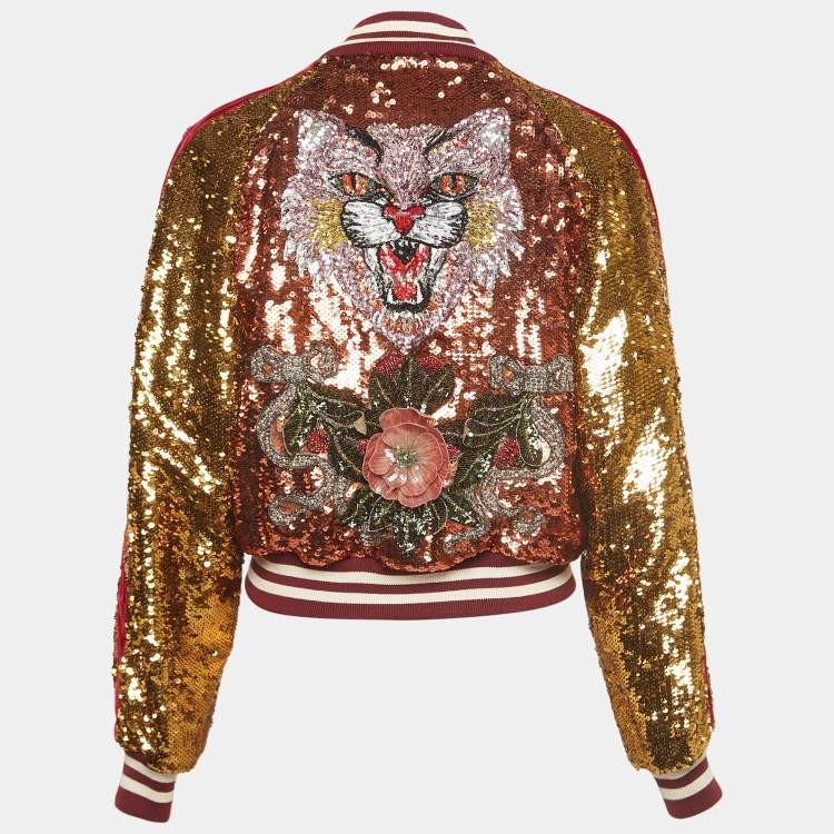 مملوكة مسبقًا Gucci Multicolor Sequined Embroidered Bomber Jacket M