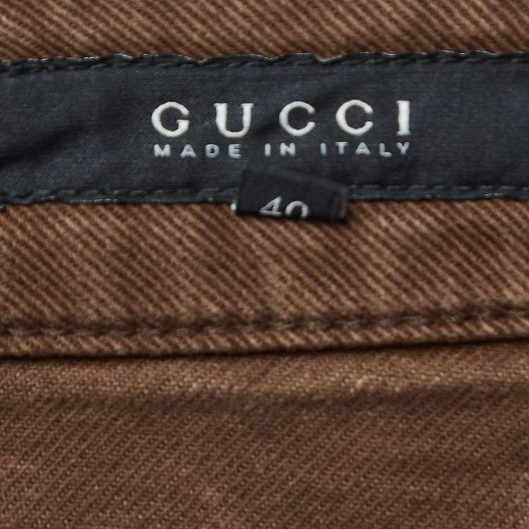 Pre Owned Gucci Brown Denim Metal Detail Flared Jeans S Waist 29''
