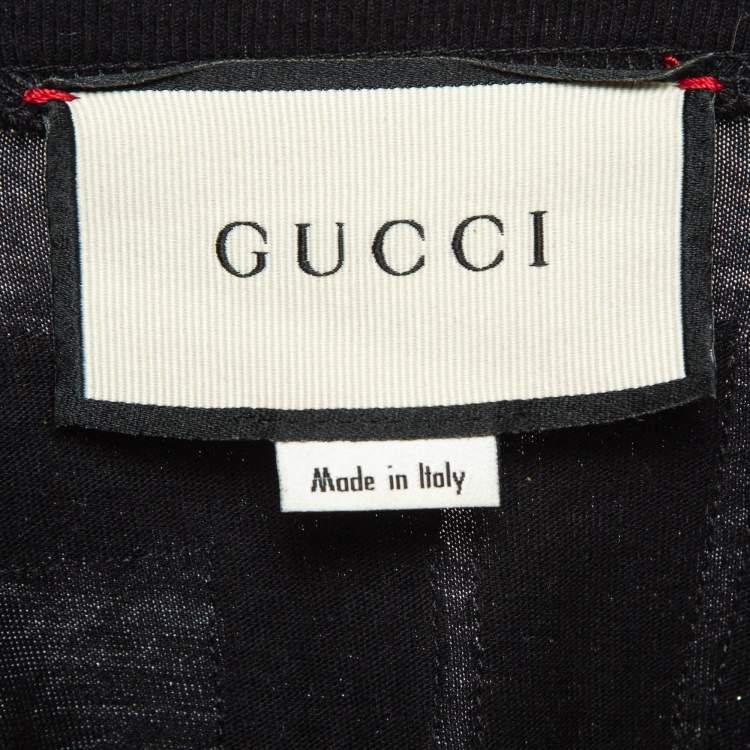مملوكة مسبقًا Gucci Black Bosco & Orso Sequin Embellished Cotton Crew Neck T-Shirt S