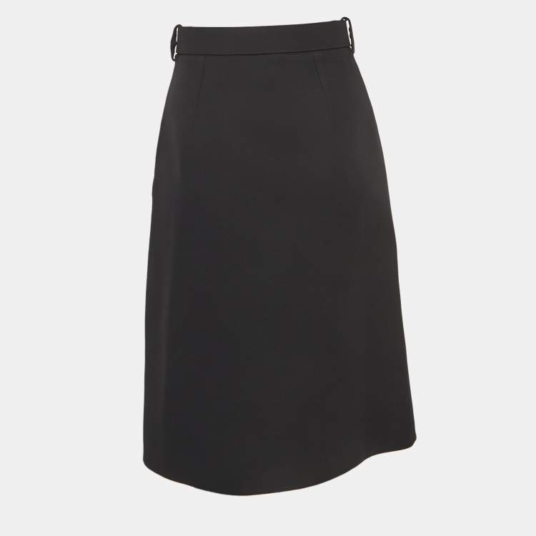 Pre Owned Gucci Black Silk Blend Belted Pencil Skirt S