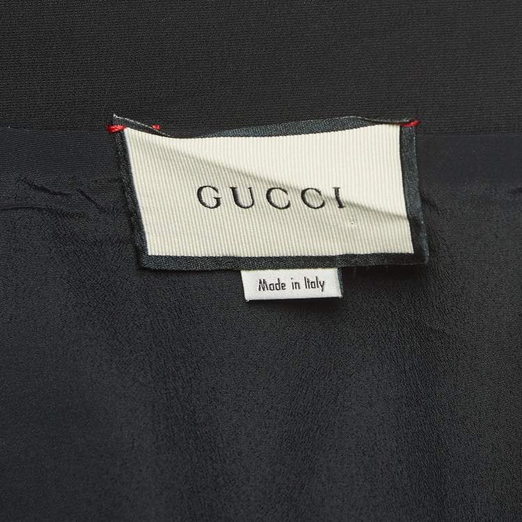 Pre Owned Gucci Black Silk Blend Belted Pencil Skirt S