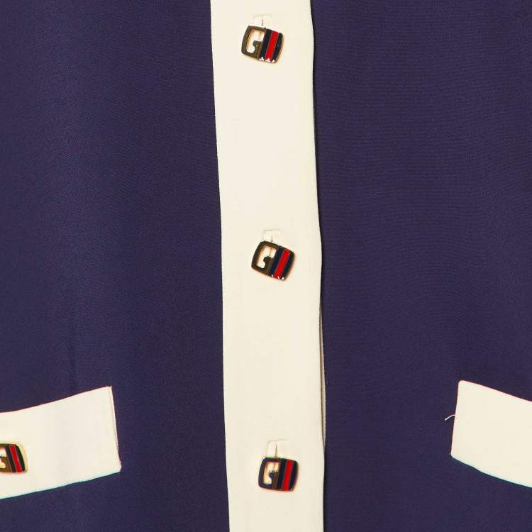مملوكة مسبقًا Gucci Navy Blue Viscose Oversized Cady Vest M