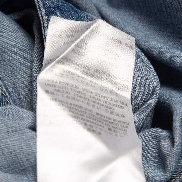 Pre Owned Gucci Blue Washed Denim Long Sleeve Shirt S