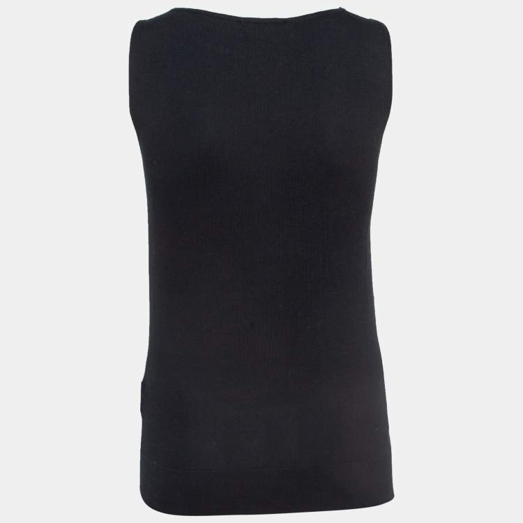 Pre Owned Gucci Black Cotton Twisted Detail Tank Top S