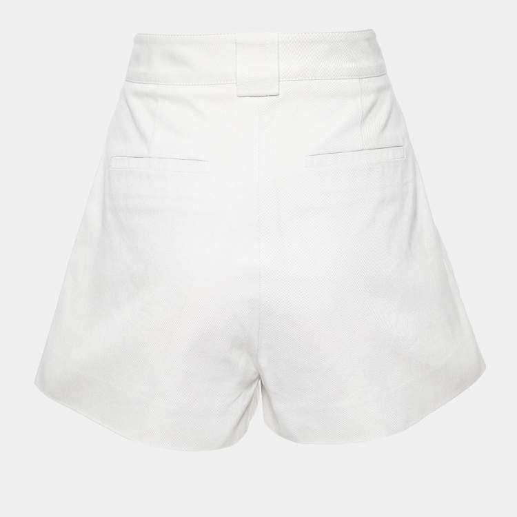 Pre Owned Gucci Ecru Cotton & Silk Shorts M