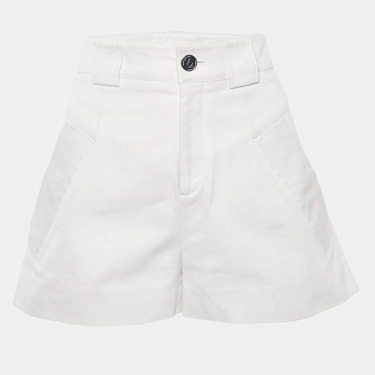 Pre Owned Gucci Ecru Cotton & Silk Shorts M