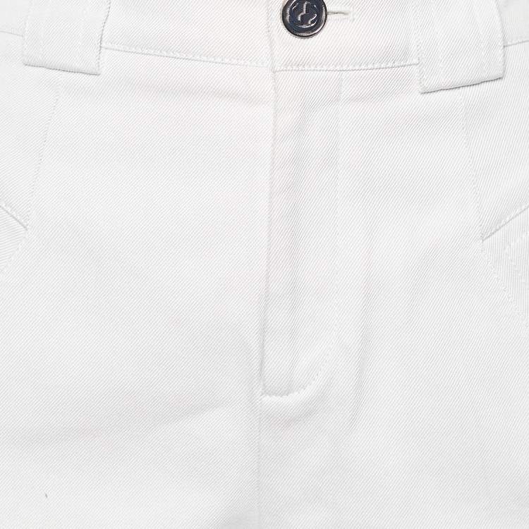 Pre Owned Gucci Ecru Cotton & Silk Shorts M