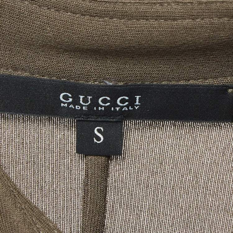 Pre Owned Gucci Green Stretch Crepe Belted Midi Dress S