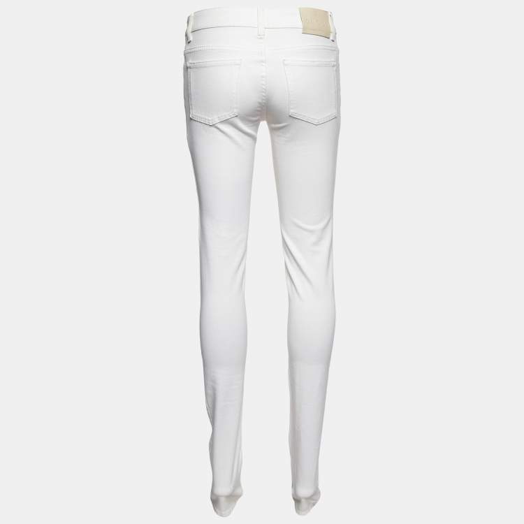 Pre Owned Gucci White Denim Slim Fit Legging Jeans S/Waist 30"