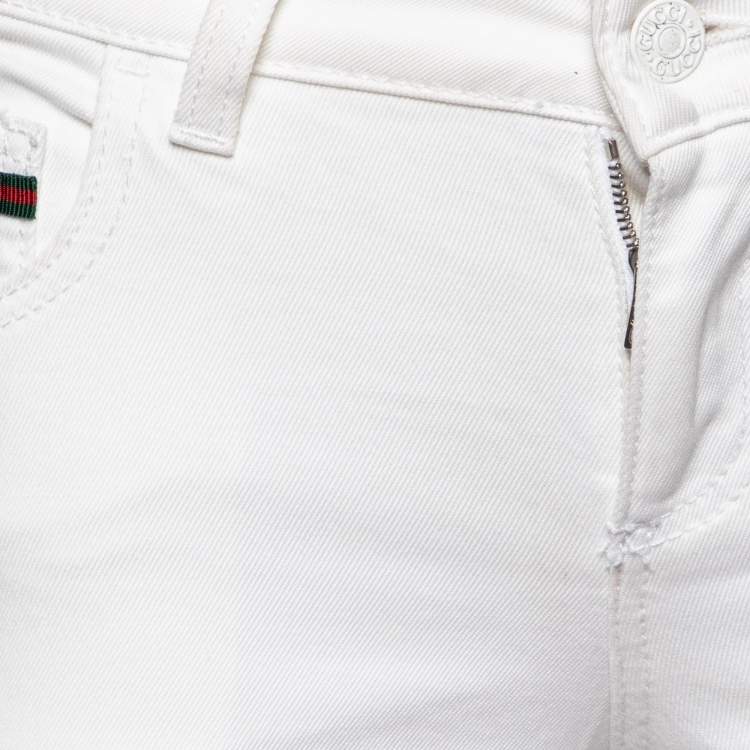 Pre Owned Gucci White Denim Slim Fit Legging Jeans S/Waist 30"