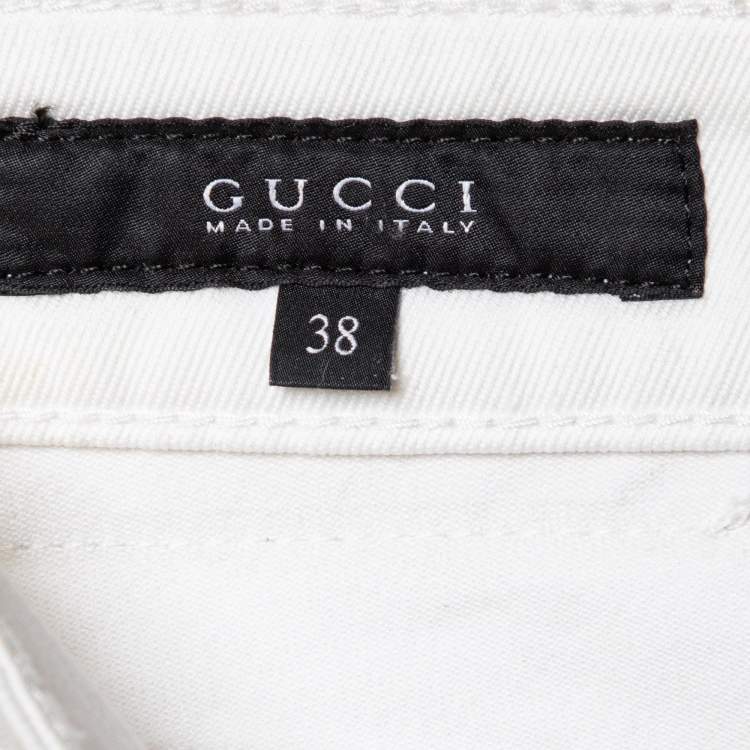Pre Owned Gucci White Denim Slim Fit Legging Jeans S/Waist 30"