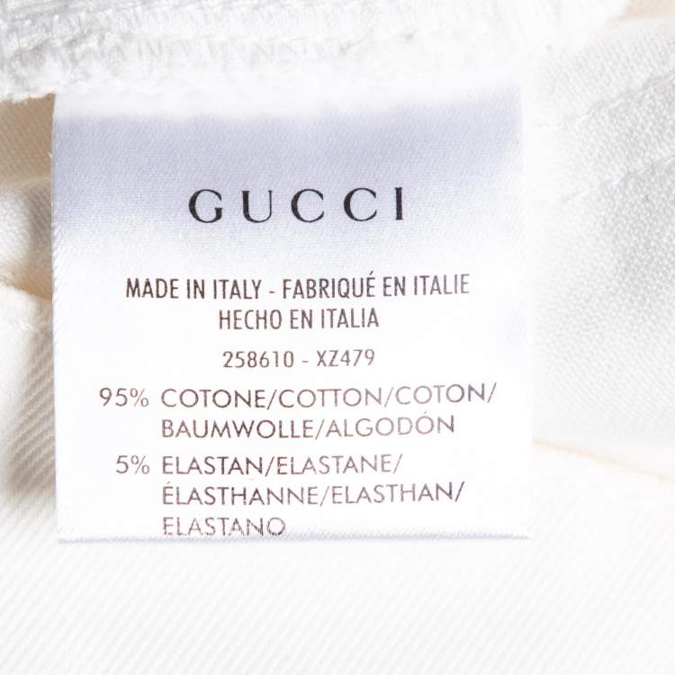 Pre Owned Gucci White Denim Slim Fit Legging Jeans S/Waist 30"
