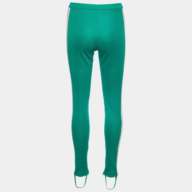 Pre Owned Gucci Green Tech-jersey Side Stripe Stirrup Leggings XS