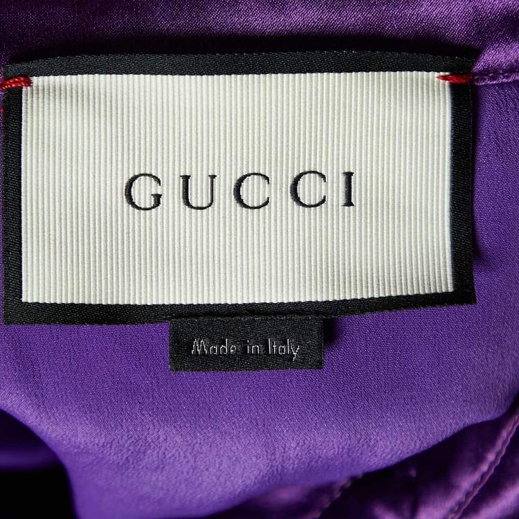Pre Owned Gucci Purple Lace Buttoned Mini Shirt Dress S