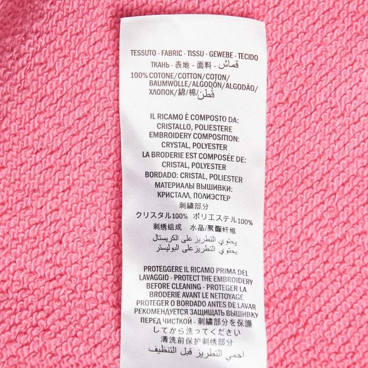 Pre Owned Gucci Pink Printed and Studded Cotton Sweatshirt M