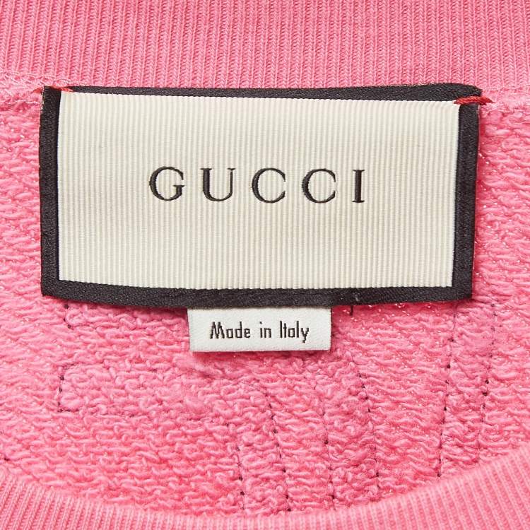 Pre Owned Gucci Pink Printed and Studded Cotton Sweatshirt M