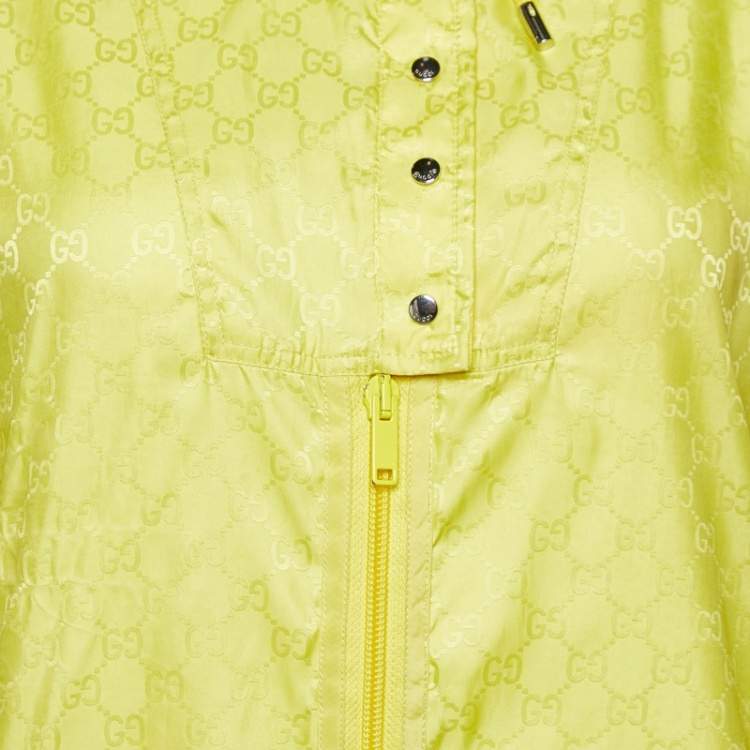 Pre Owned Gucci Yellow GG Technical Hooded Zip Up Jacket M