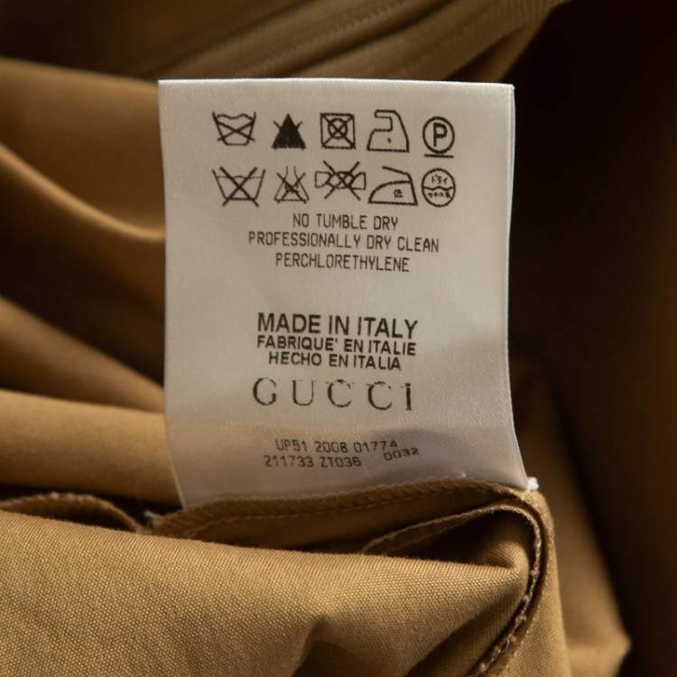 Pre Owned Gucci Beige Cotton Tie-Up Detail Midi Dress M