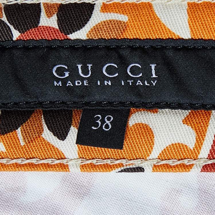 Pre Owned Gucci Cream Paisley Print Cotton New Leggings Pants S/Waist 30"