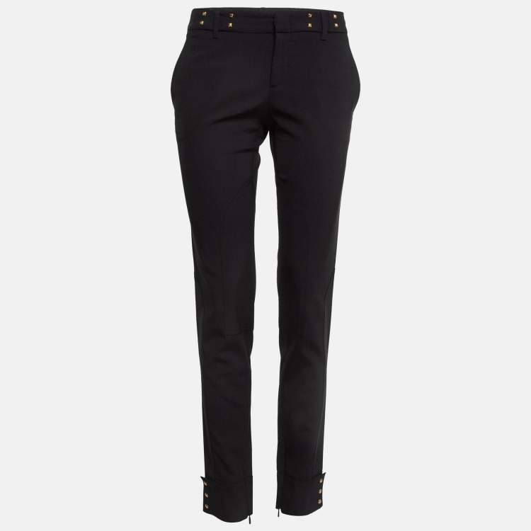 Pre Owned Gucci Black Studded Jersey Trousers M