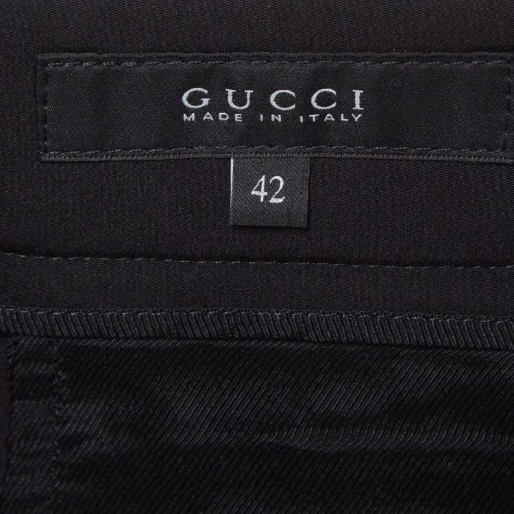 Pre Owned Gucci Black Studded Jersey Trousers M