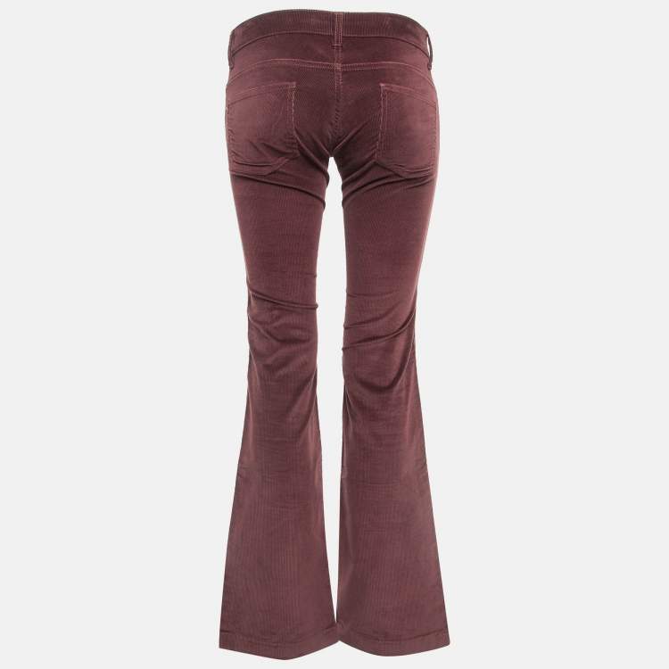 Pre Owned Gucci Burgundy Corduroy Straight Leg Pants S