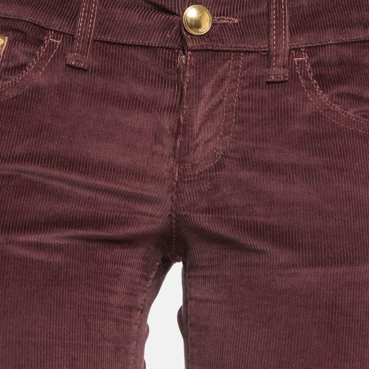 Pre Owned Gucci Burgundy Corduroy Straight Leg Pants S