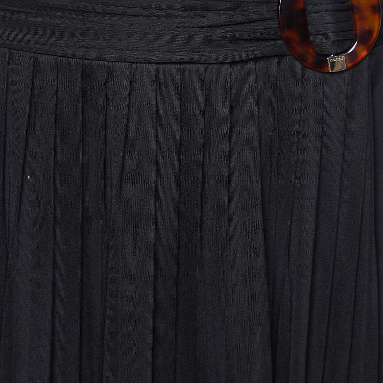 Pre Owned Gucci Black Jersey Pleated Mini Skirt S