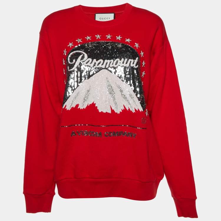 مملوكة مسبقًا Gucci Red Cotton Paramount Pictures® Edition Sequin Sweatshirt S