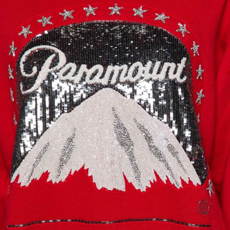 مملوكة مسبقًا Gucci Red Cotton Paramount Pictures® Edition Sequin Sweatshirt S